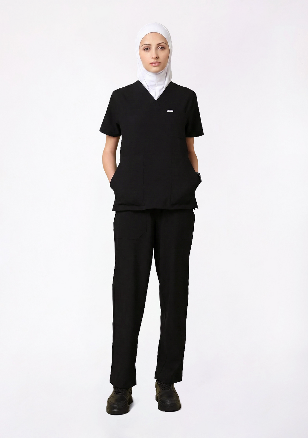 ecoflex™ Women's V-Neck (Black) Scrub