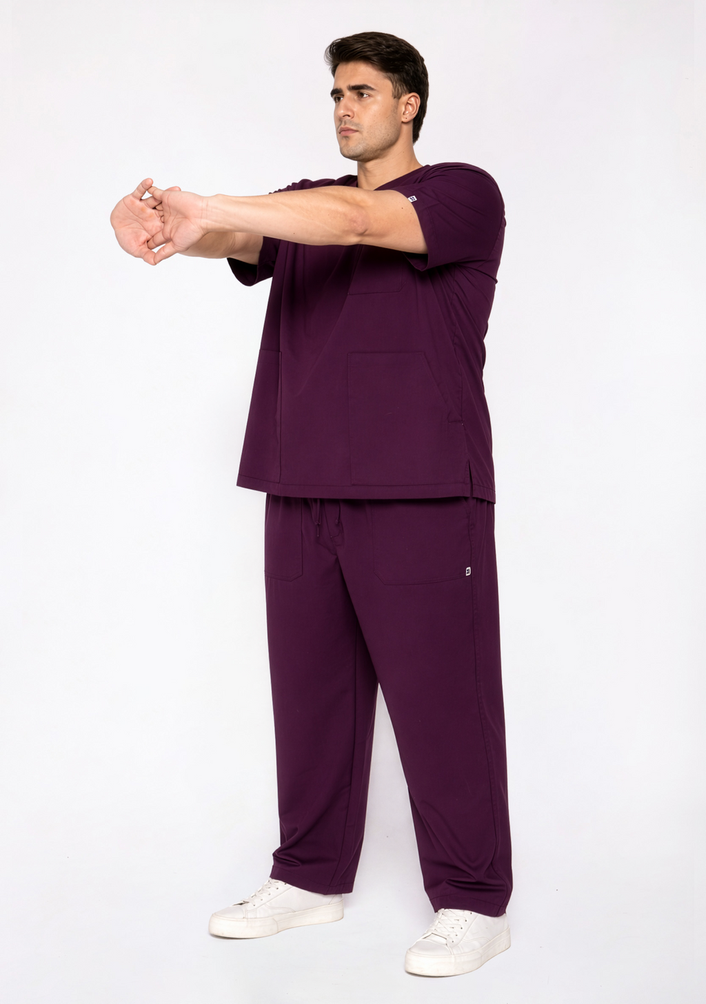ecoflex™ Men's V-Neck (Wine) Plus Size Scrub