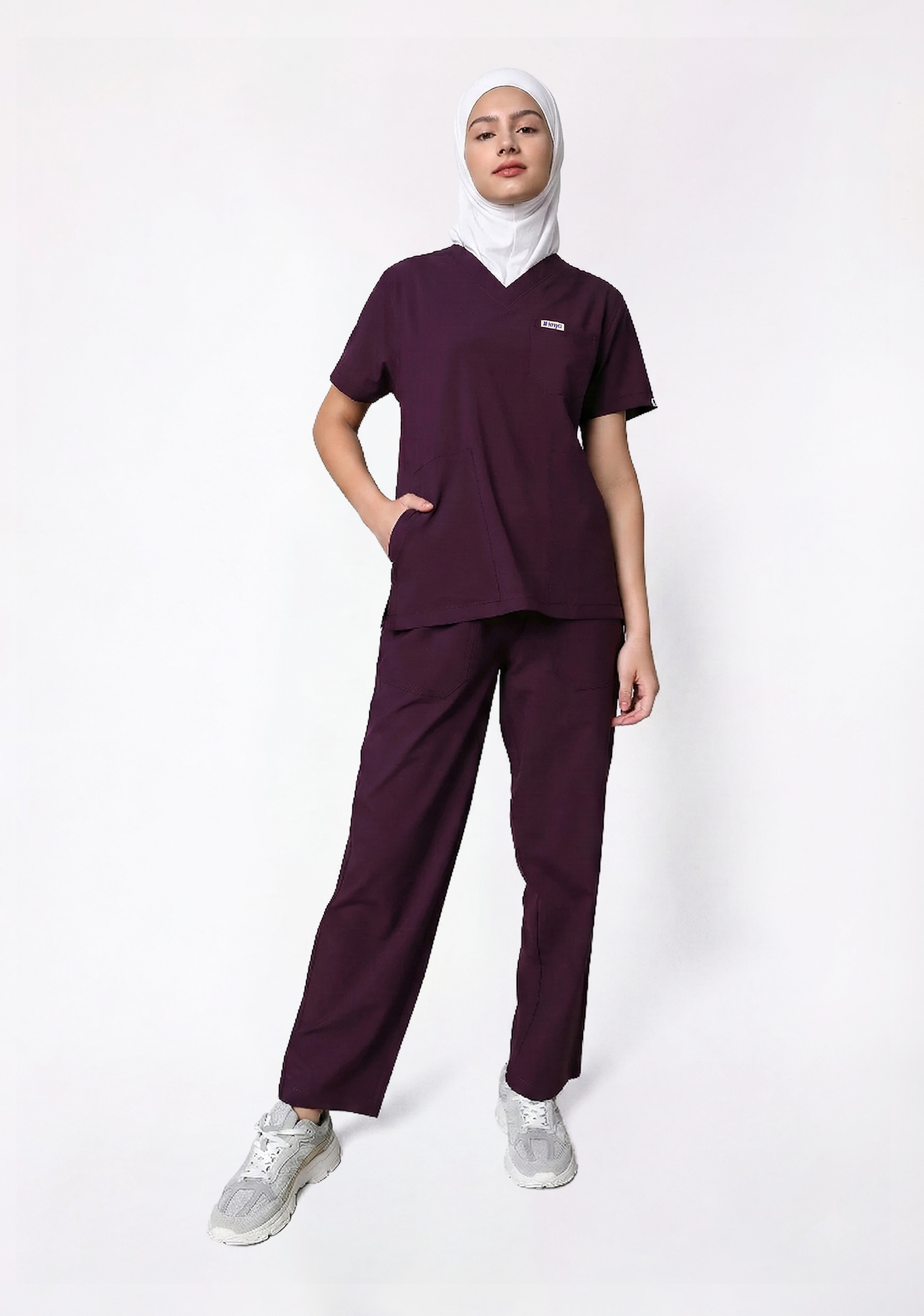 Ecoflex Women's V-Neck (Wine) Scrub
