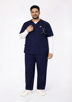 Classic Men's V-Neck (Navy) Plus Size Scrub