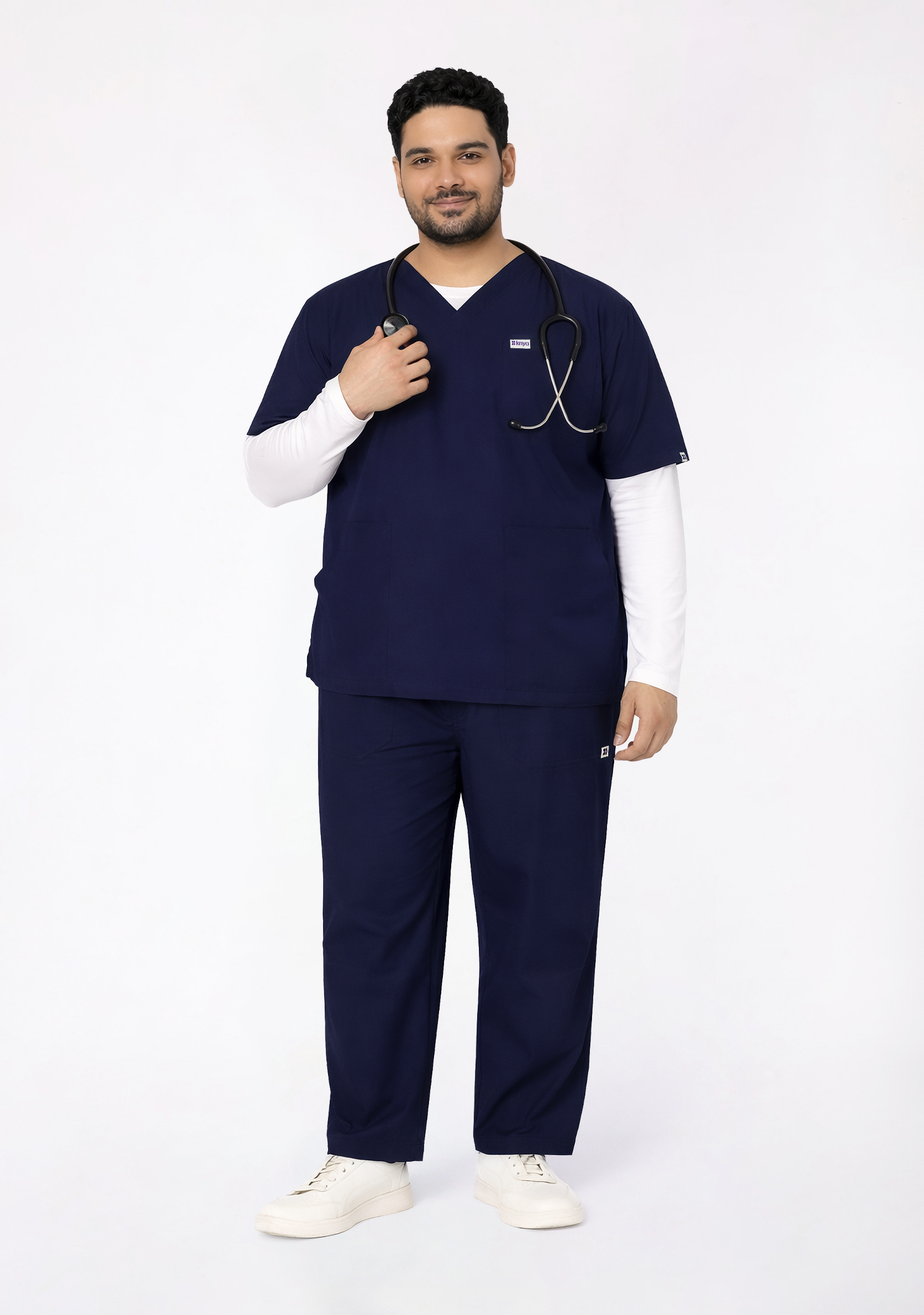 Classic Men's V-Neck (Navy) Plus Size Scrub