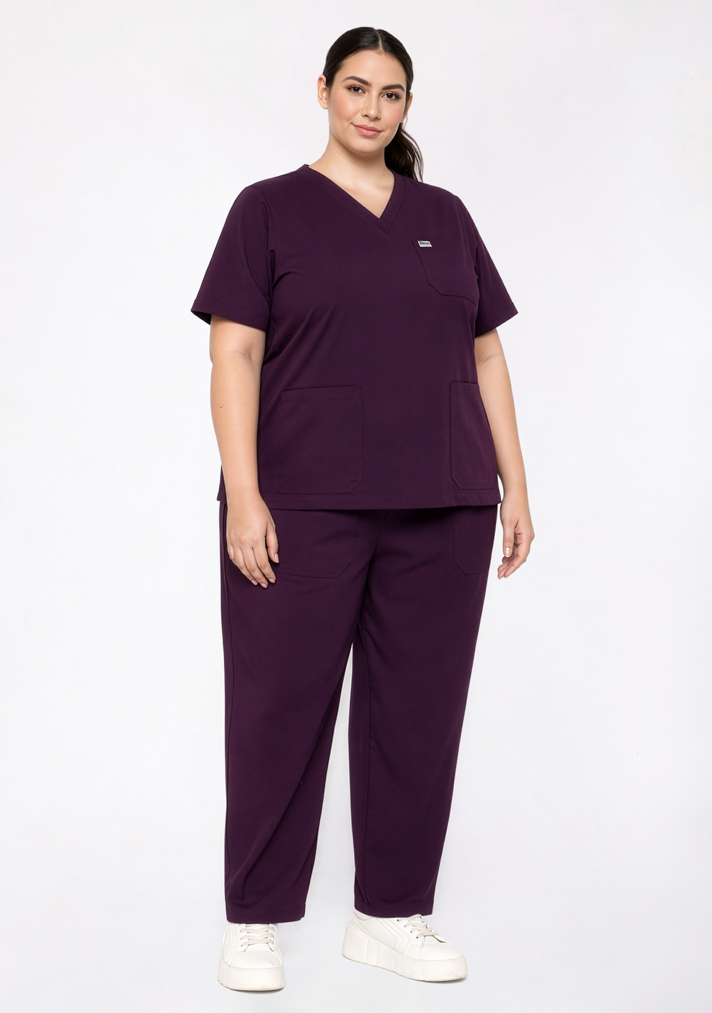 ecoflex™ Women's V-Neck (Wine) Plus Size Scrub