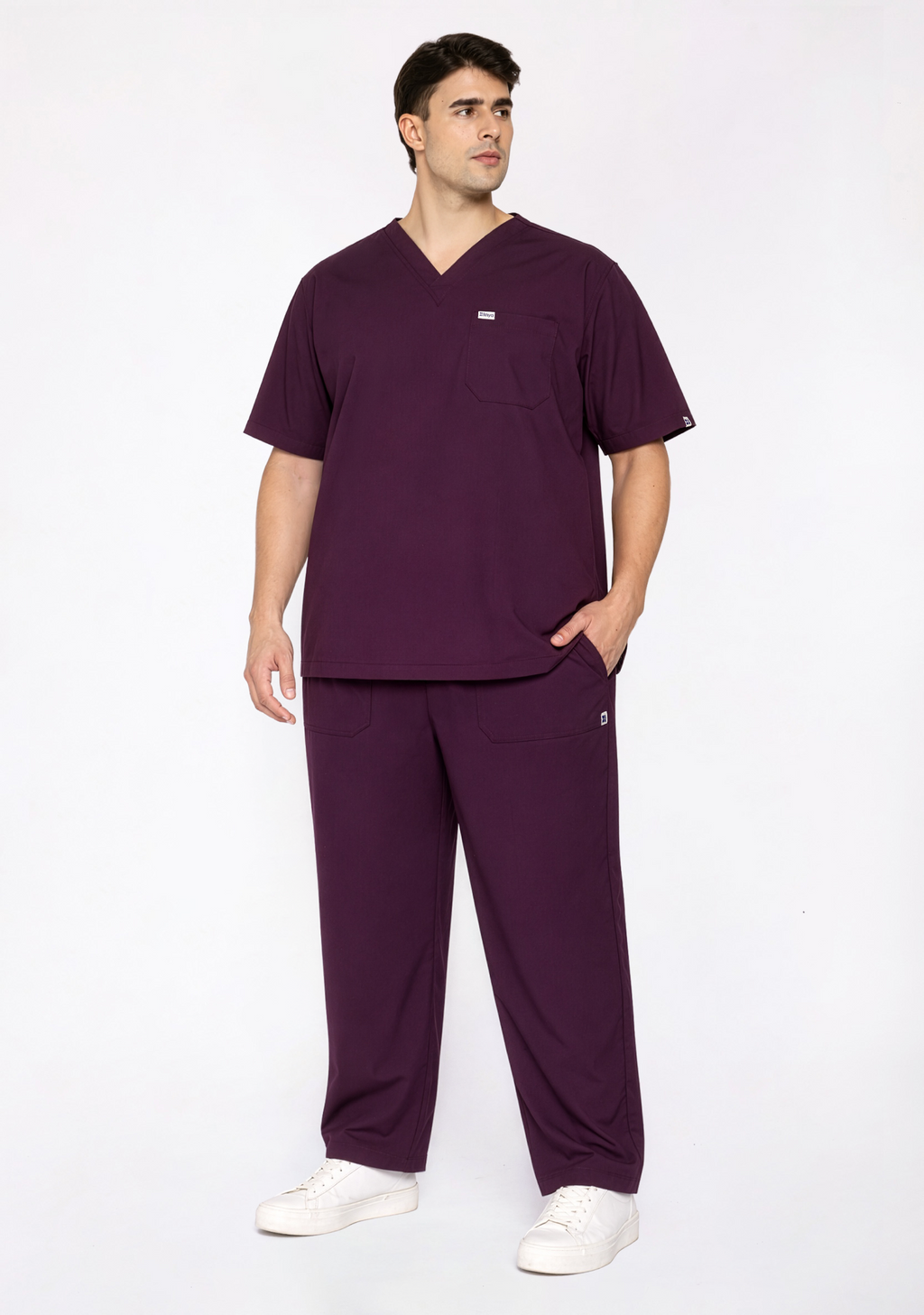 ecoflex™ Men's V-Neck (Wine) Plus Size Scrub