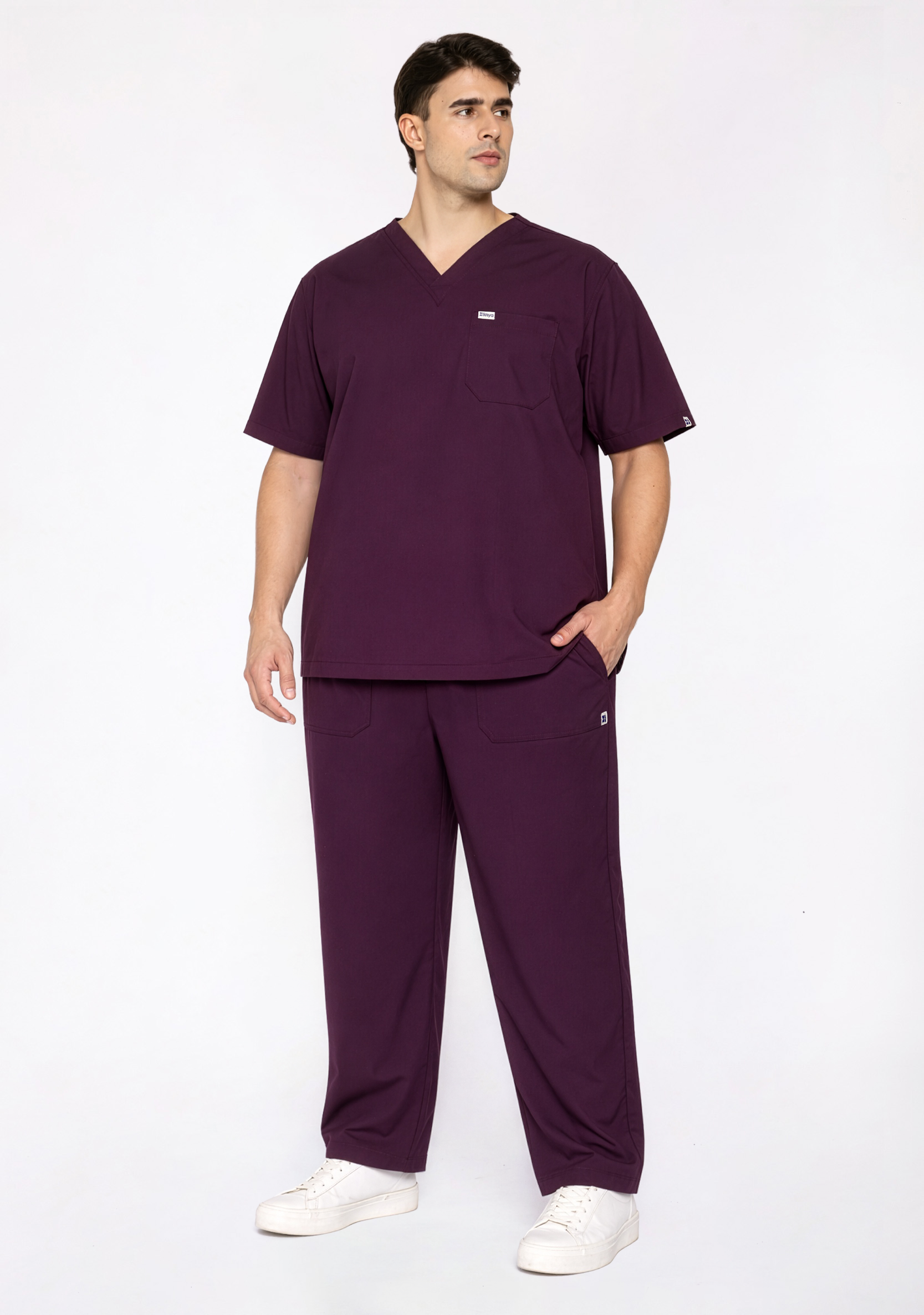ecoflex™ Men's V-Neck (Wine) Plus Size Scrub
