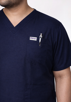 Classic Men's V-Neck (Navy) Plus Size Scrub