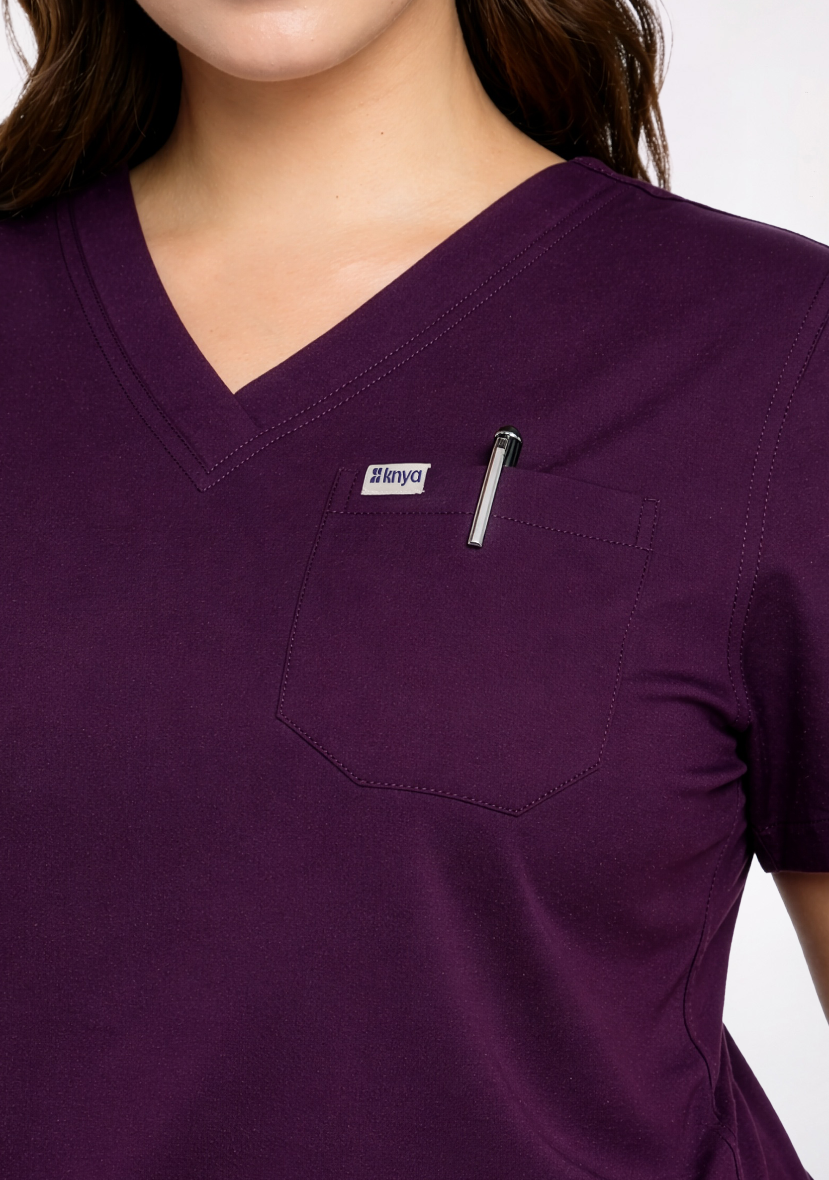 ecoflex™ Women's V-Neck (Wine) Plus Size Scrub