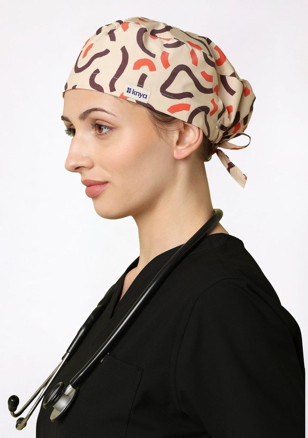 Printed Unisex (Swirl-Beige) Scrub Cap - Pack of 2