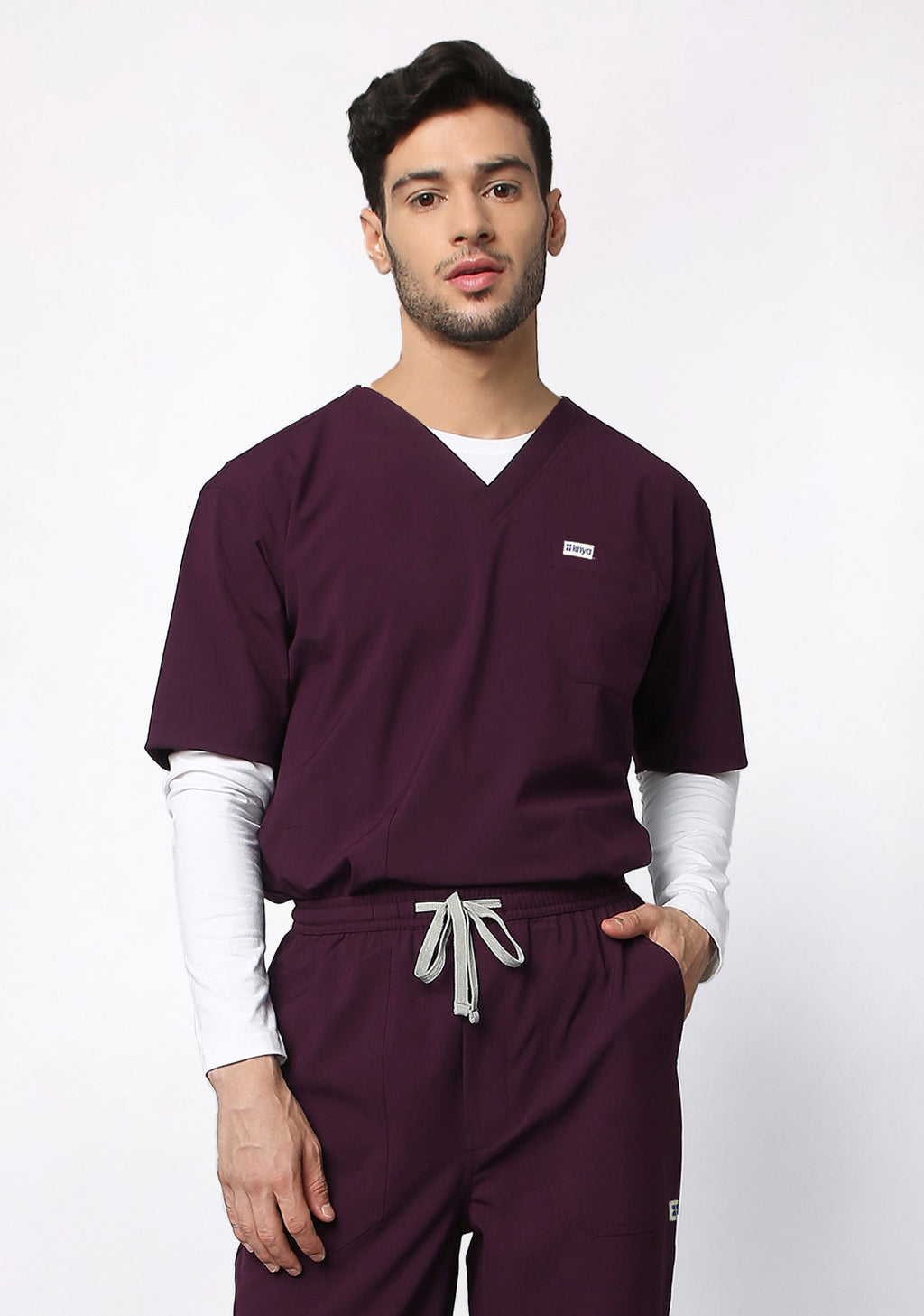 ecoflex™ Men's V-Neck (Wine) Plus Size Scrub