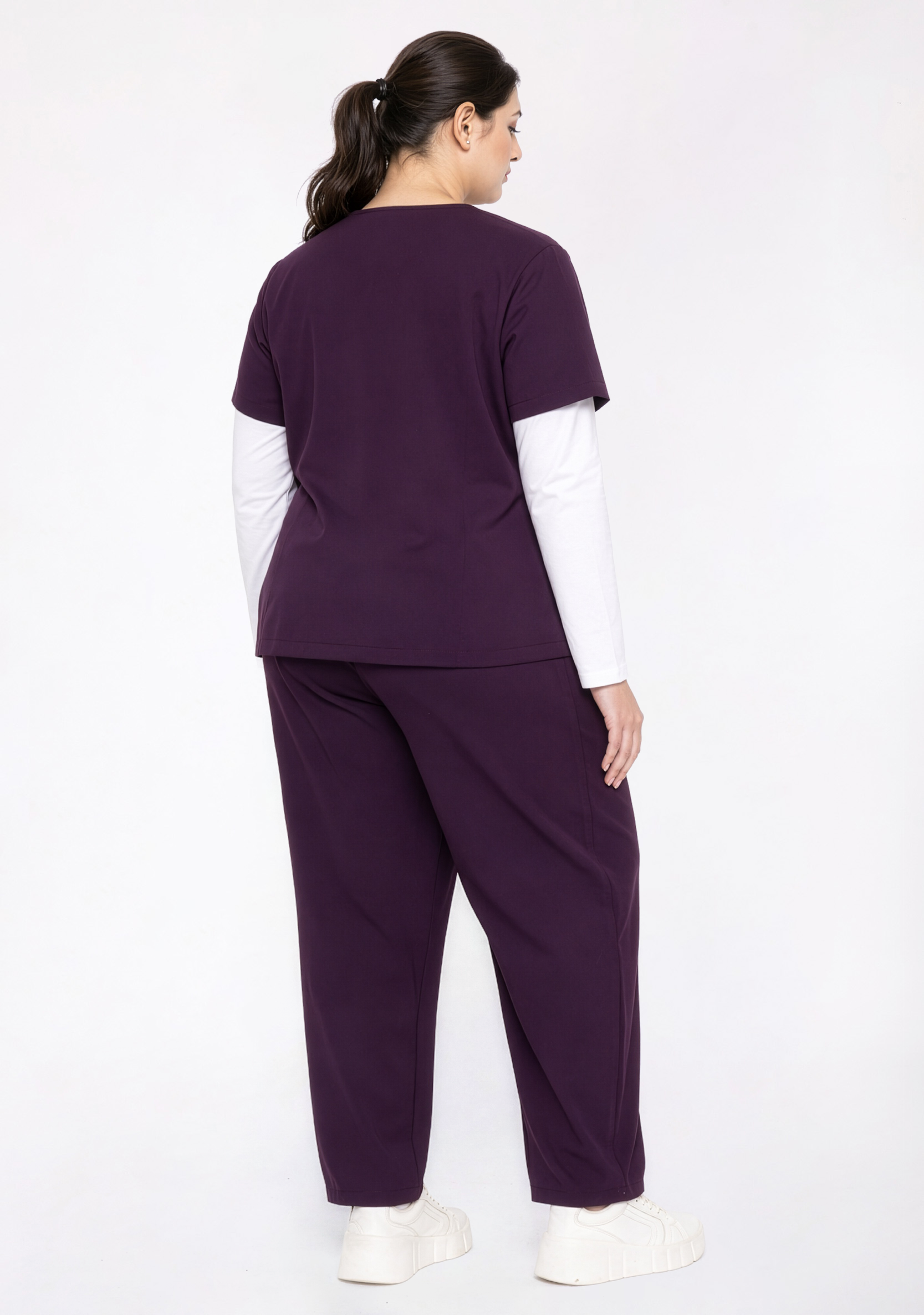 ecoflex™ Women's V-Neck (Wine) Plus Size Scrub