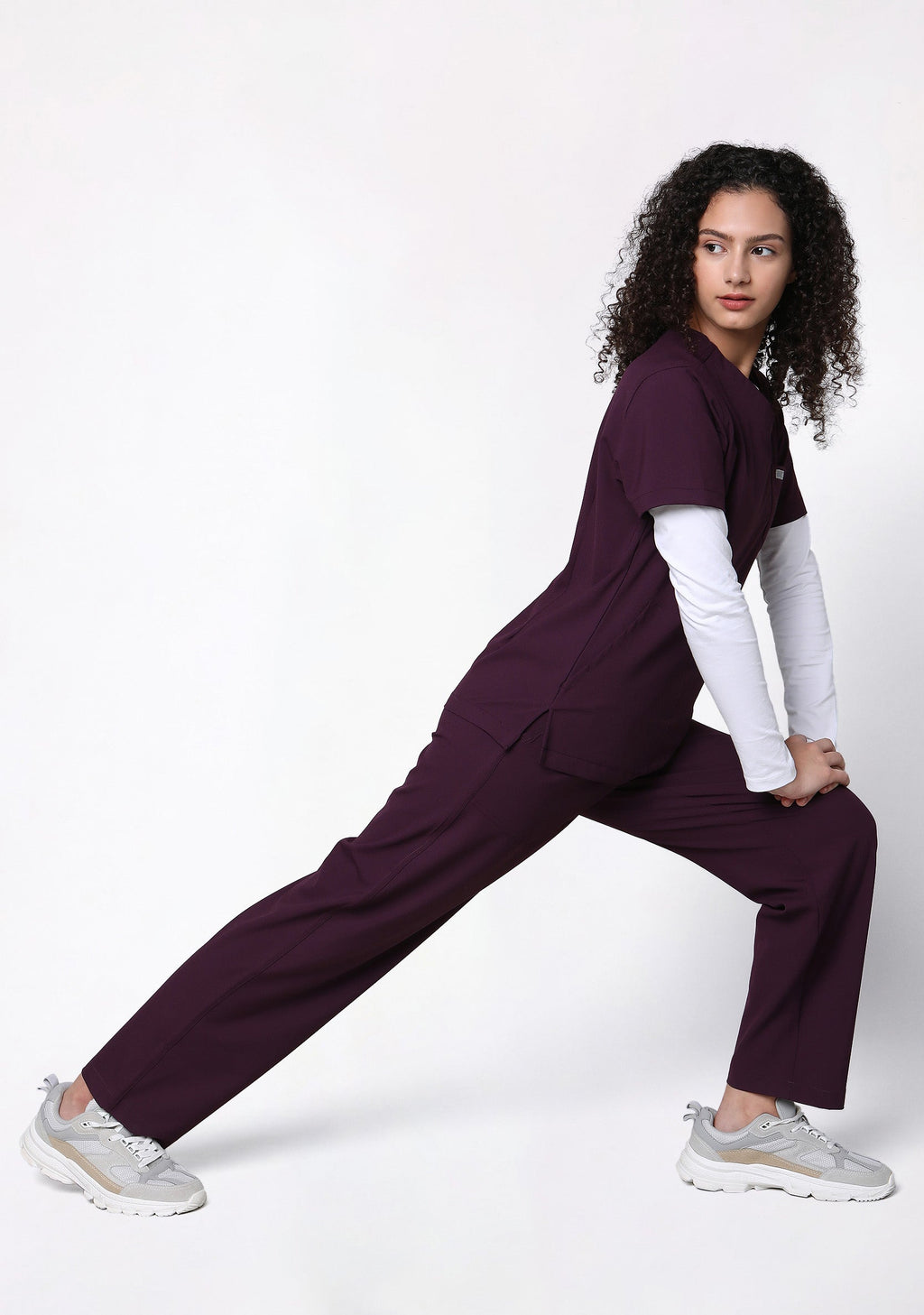 ecoflex™ Women's V-Neck (Wine) Plus Size Scrub