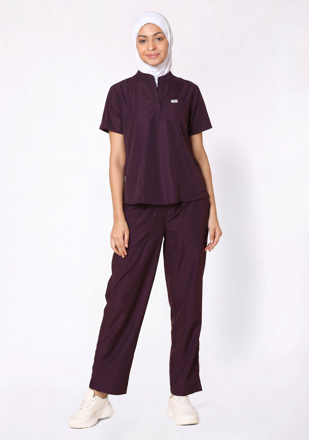 Classic Women's Mandarin Collar (Wine) Scrub