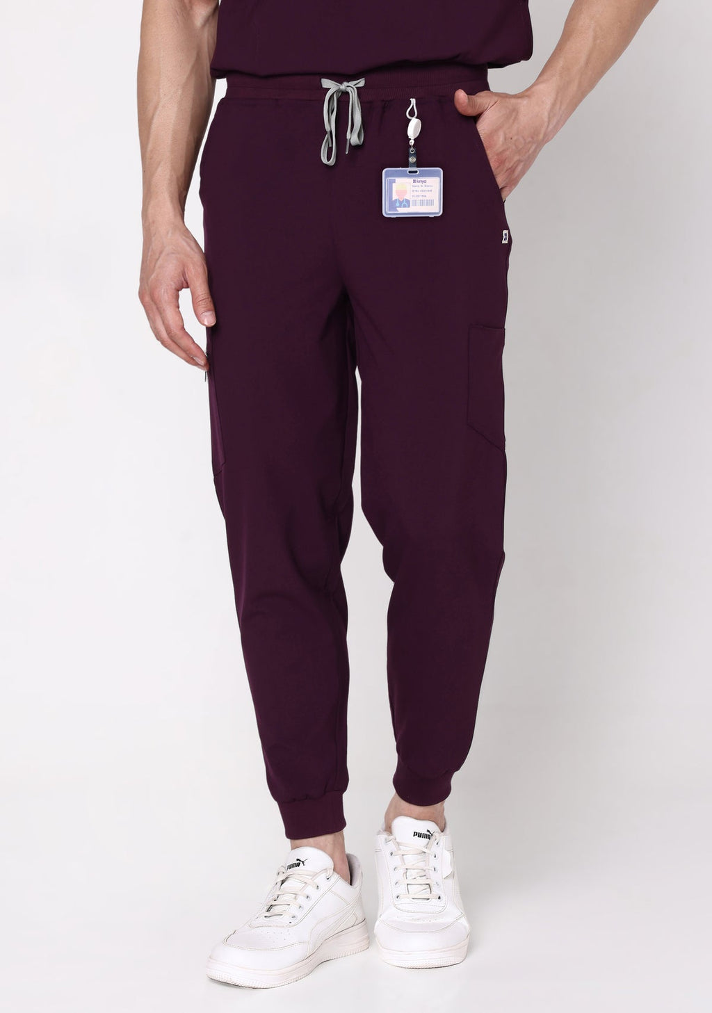 ecoflex™ Men's Mandarin Collar (Wine) Scrubs