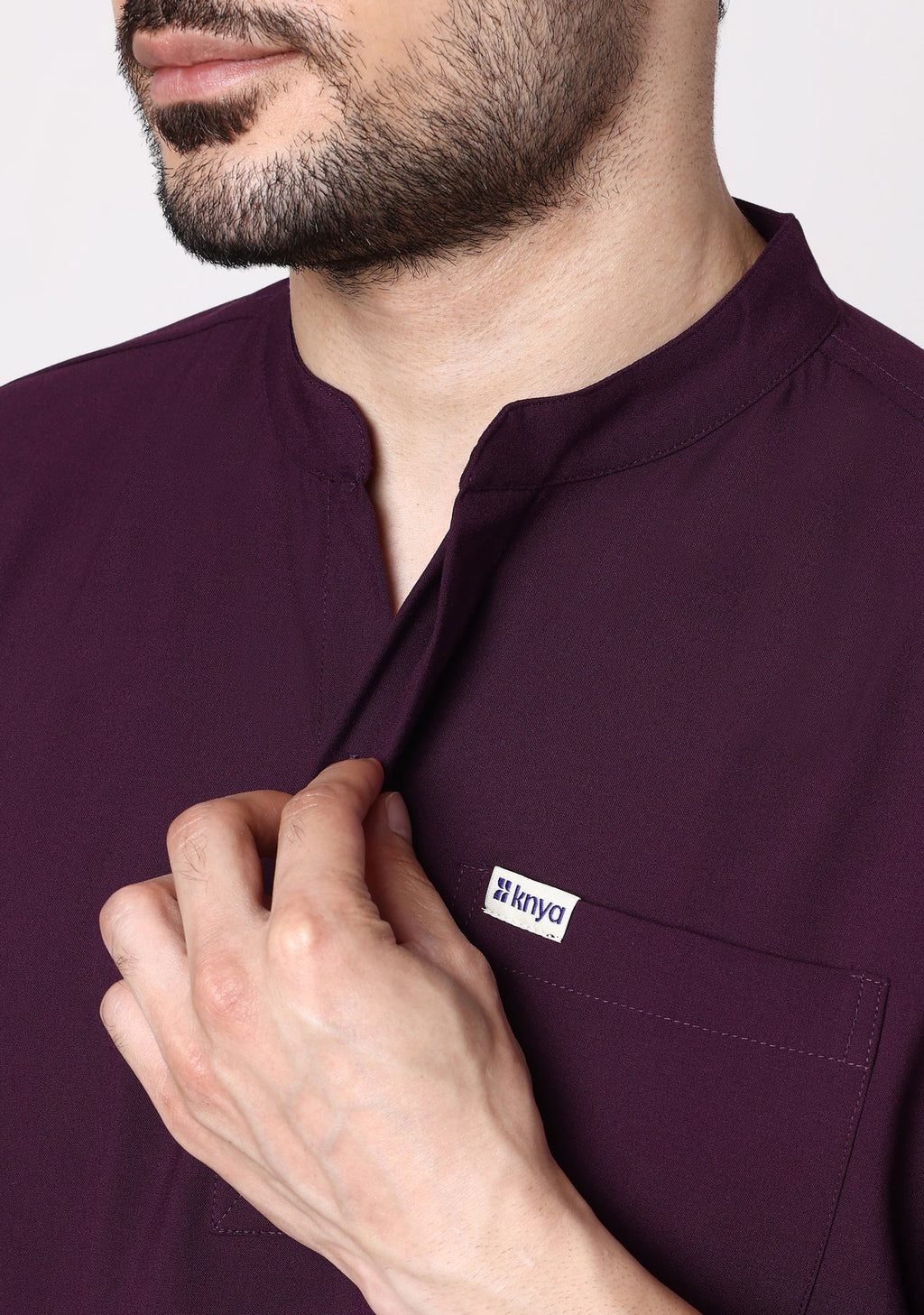 ecoflex™ Men's Mandarin Collar (Wine) Scrubs