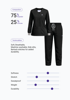 Classic Women's Longsleeves (Black) Scrub