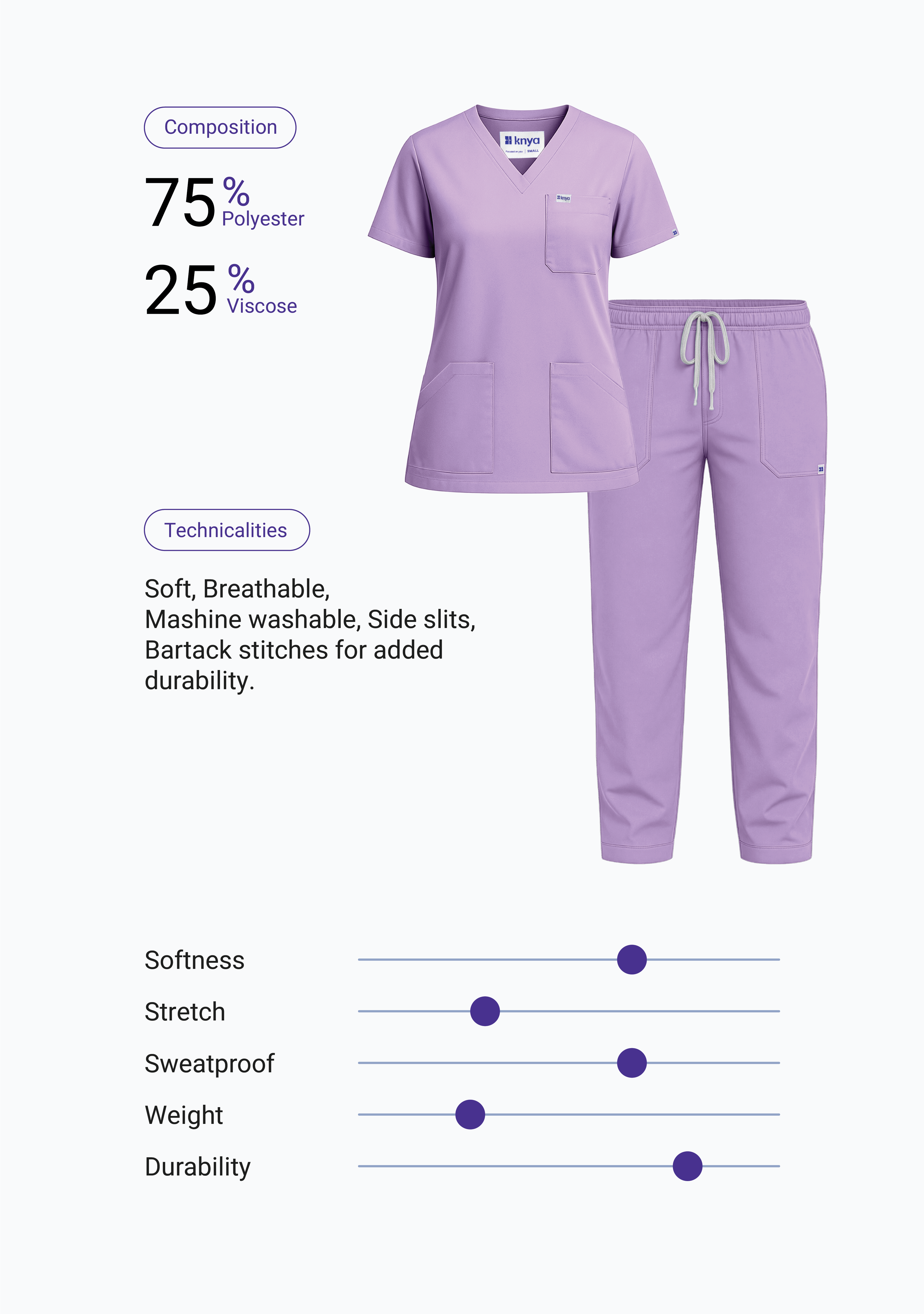 Classic Women's V-Neck (Pastel Lilac) Plus Size Scrub