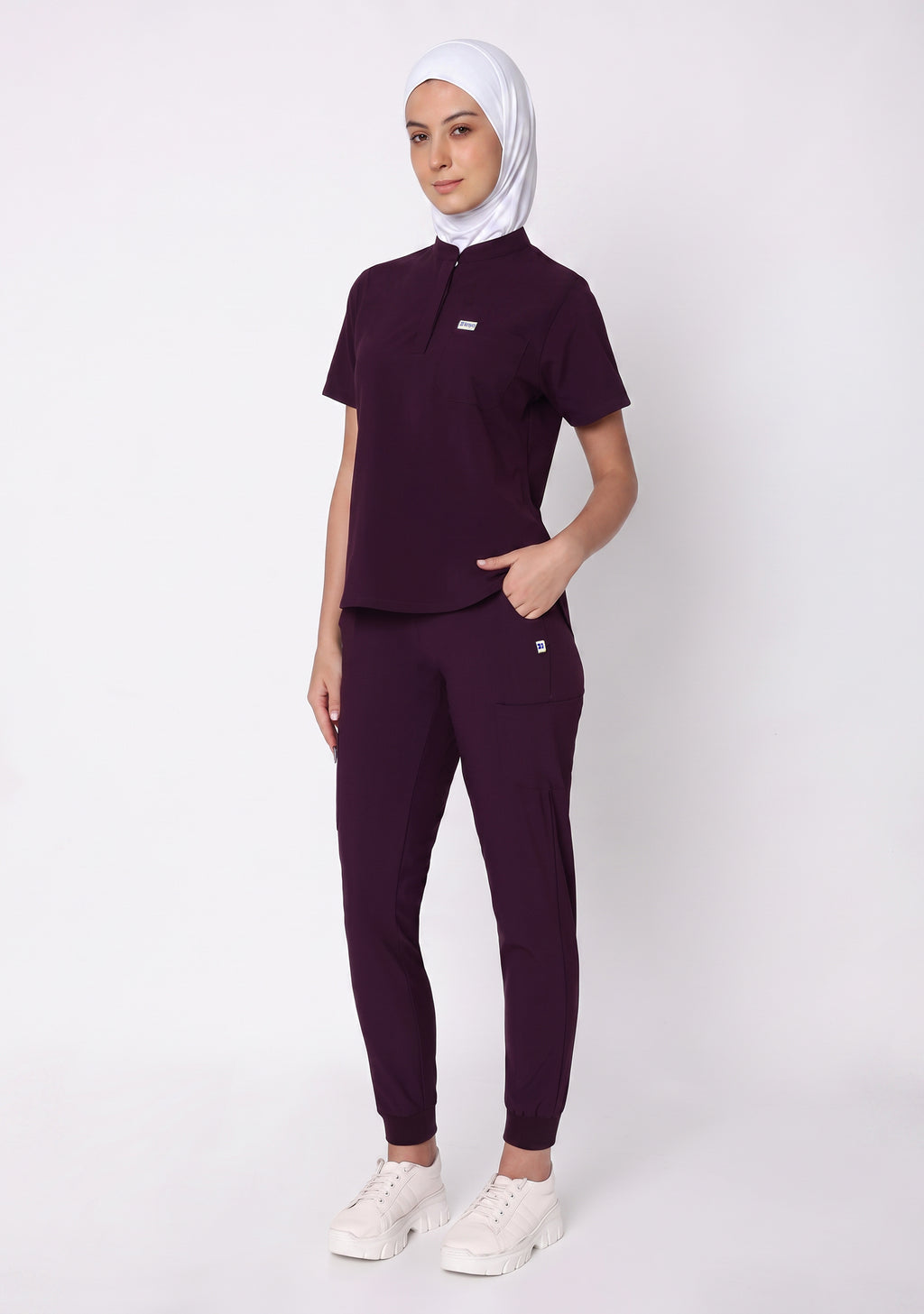 ecoflex™ Women's Mandarin Collar (Wine) Scrubs