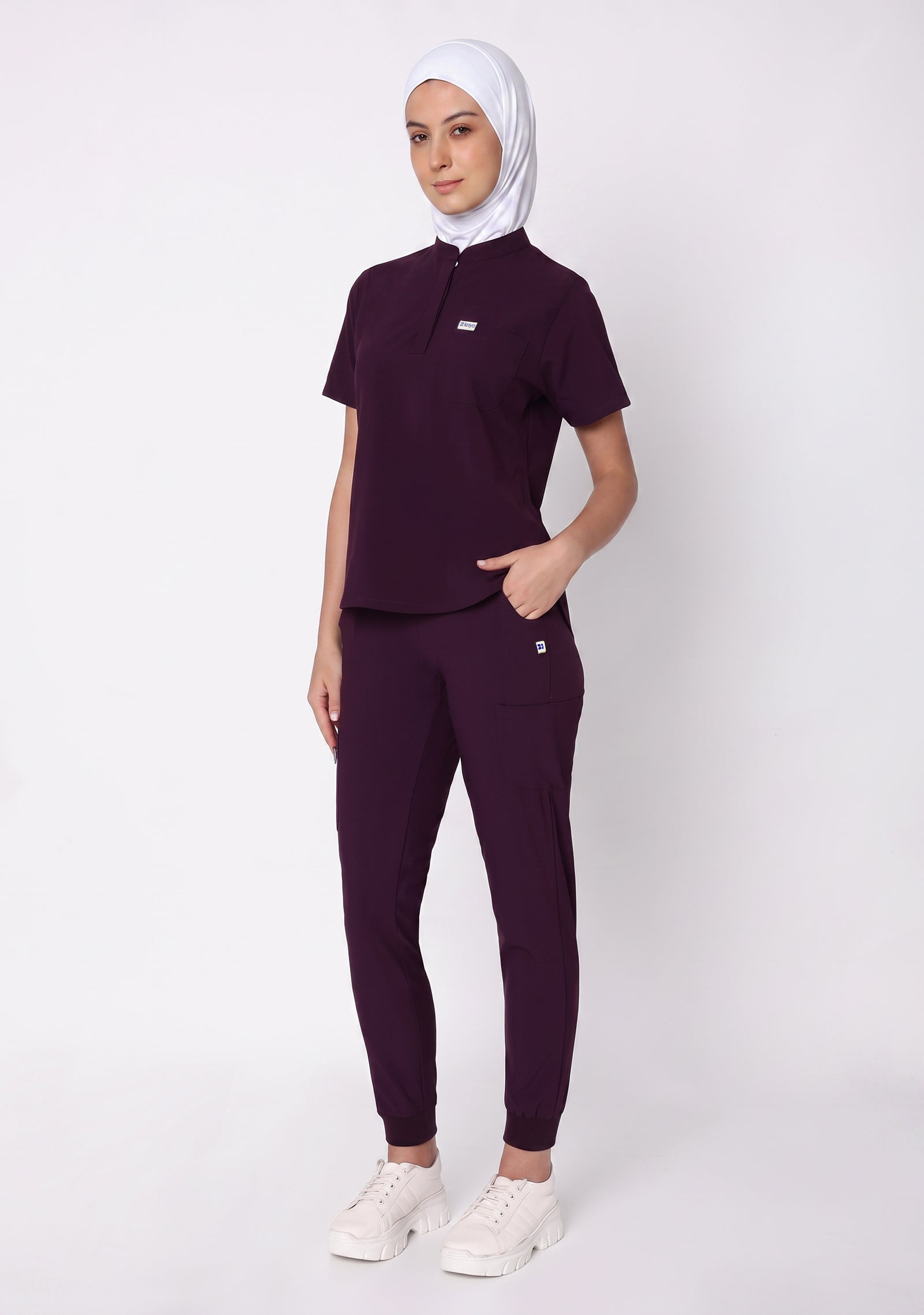 ecoflex™ Women's Mandarin Collar (Wine) Scrubs