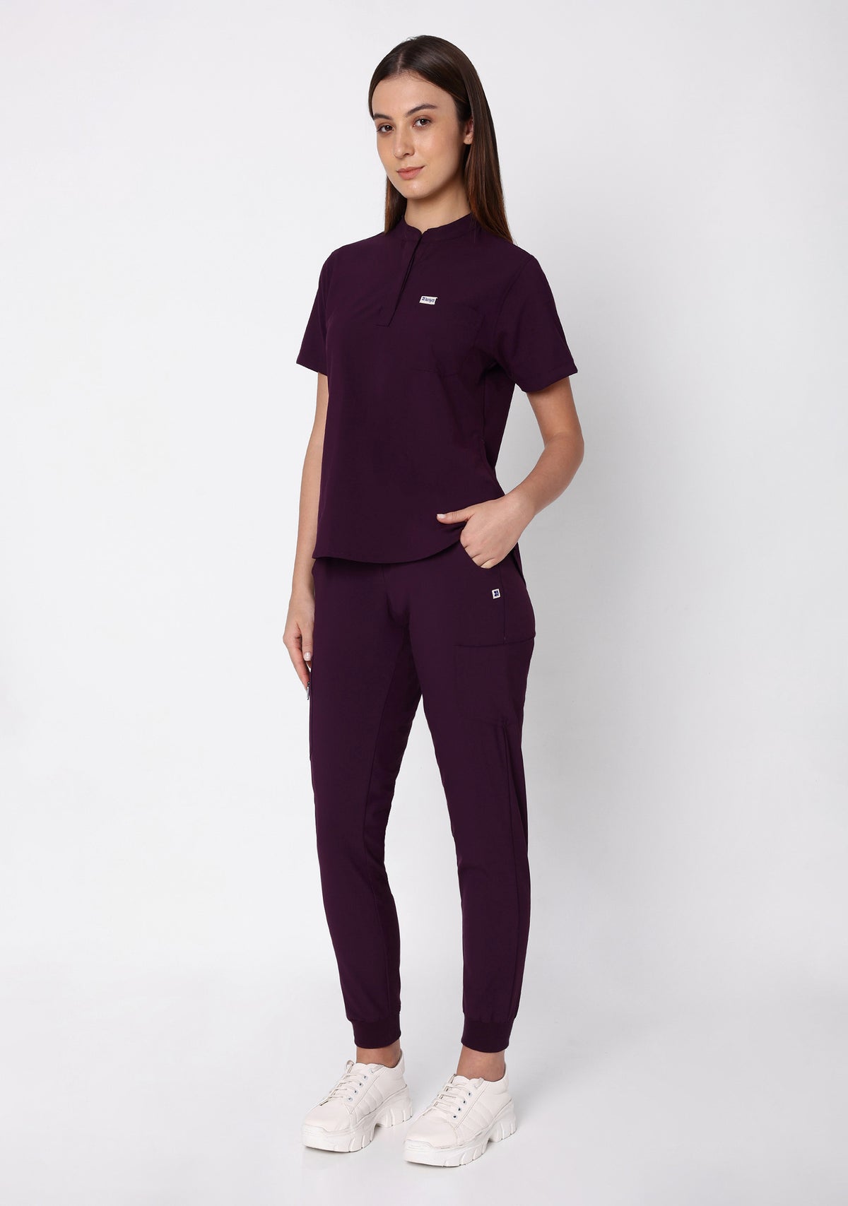 ecoflex™ Women's Mandarin Collar (Wine) Scrubs